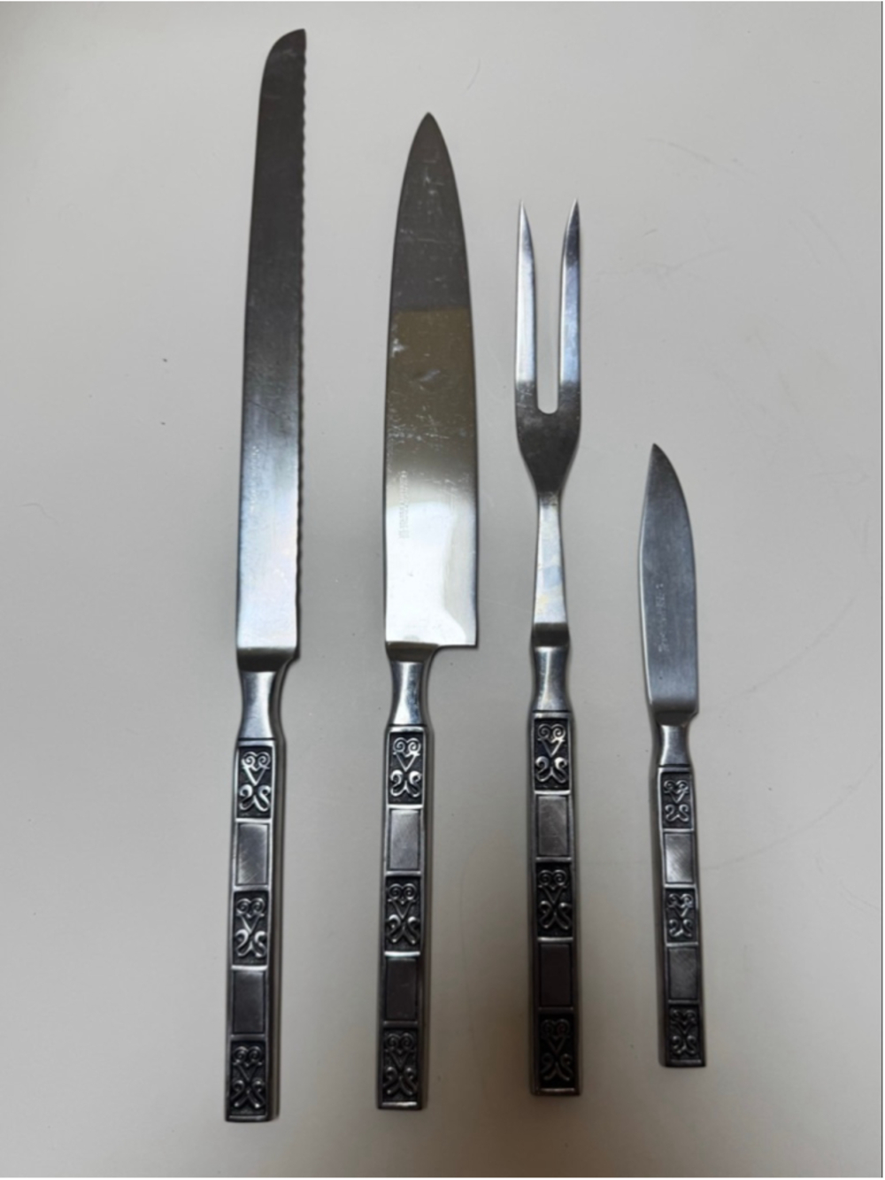Stanley Roberts Stainless 3 Pc. Carving Knife, Fork, 2x Slicer Made In Japan MCM